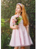 Pink Lace Satin Box Pleated Flower Girl Dress